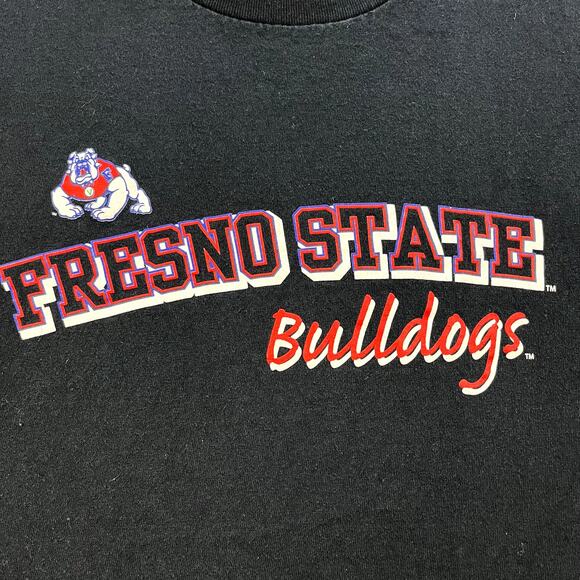 Vintage Fresno State T-Shirt Medium Black CSU Bulldogs California University - Picture 2 of 7